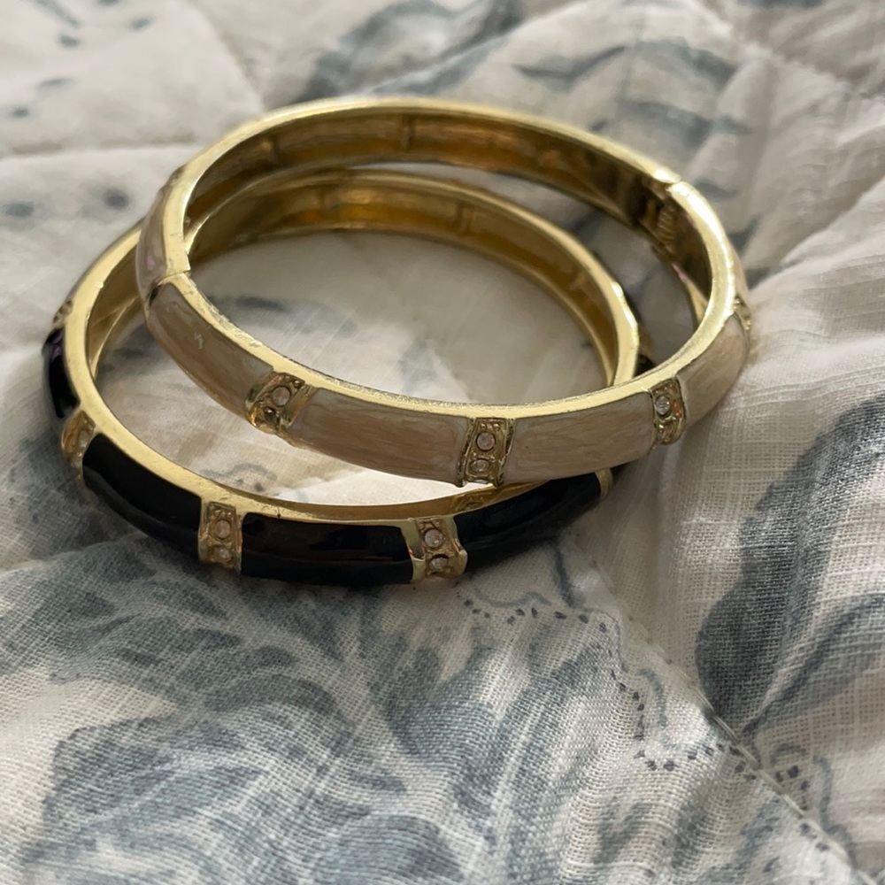 Cream and black bangles
